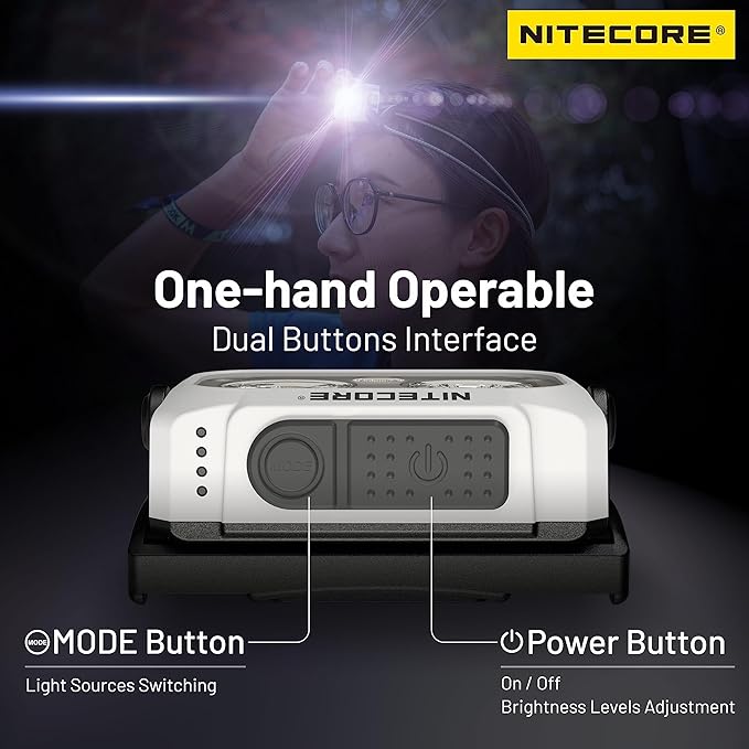 Nitecore NU21 360 Lumen Ultra Lightweight Outdoor Headlamp Dual Beam USB-C Rechargeable Headlight Tag (Black)