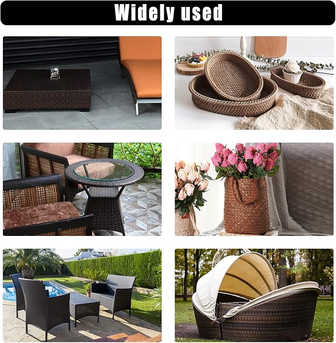 Biggun 120ft Wicker Repair Kit - Rattan Patio Chair Sofas Repair Supplies for Outdoor Lawn Furniture, Premium New Materials Basket Weaving Webbing Replacement Parts