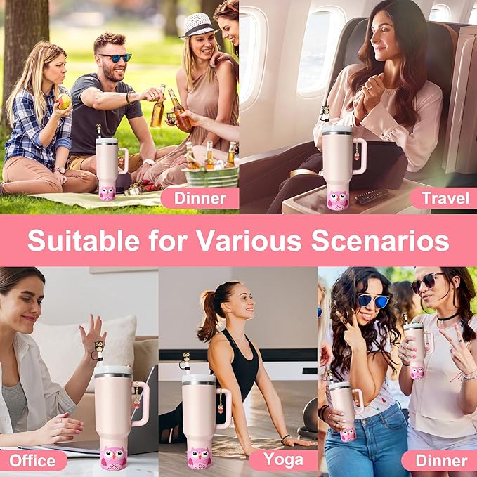 Silicone Boot for Stanley 40oz Tumbler, Owl Straw Cover Bottom Protector Suitable Stanley,Hydro Flask,Simple Moderm,Owala,Yeti