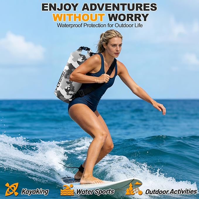 Waterproof Dry Bag, 5L/10L/20L/30L/40L Roll Top Lightweight Storage Backpack with Phone Case for Women & Men, Floating Waterproof Sack for Travel, Swimming, Kayaking, Paddle Board, Camping & Beach