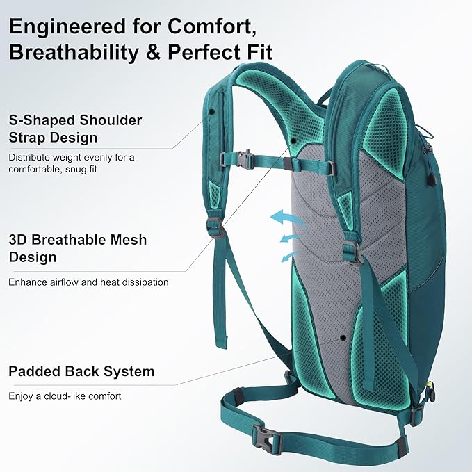 N NEVO RHINO Small Hiking & Trekking Backpack, 10L Lightweight Travel Backpack, Hiking Daypack for Women Men