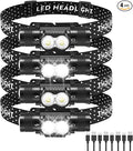 Headlamp Rechargeable 4 Pack, 1200 Lumen LED Head Lamp with 4 Light Modes, IPX6 Waterproof Super Bright High Lumen Headlamps, Adjustable Headstrap Headlights for Running, Camping, Outdoor
