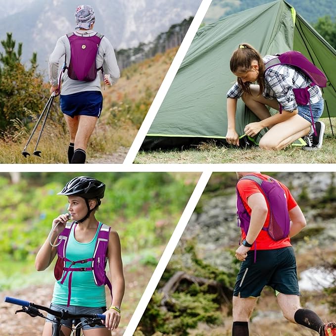 Hydration Backpack with 2L Water Bladder Bag, Lightweight and Breathable Running Vest for Men, Adjustable Chest Straps Water Pack for Cycling Hiking Climbing Outdoor