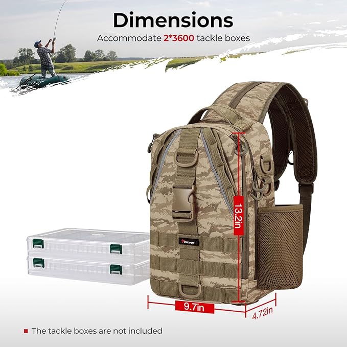 Piscifun Fishing Backpack with Rod Holder, Lightweight Sling Bag Storge Gear and Equipment