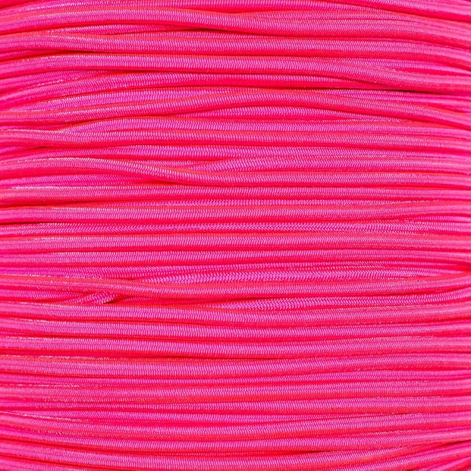 1/8” Shock Cord (also known as bungee cord) For Replacement, Repair, & Outdoors, Neon Pink, 50 feet