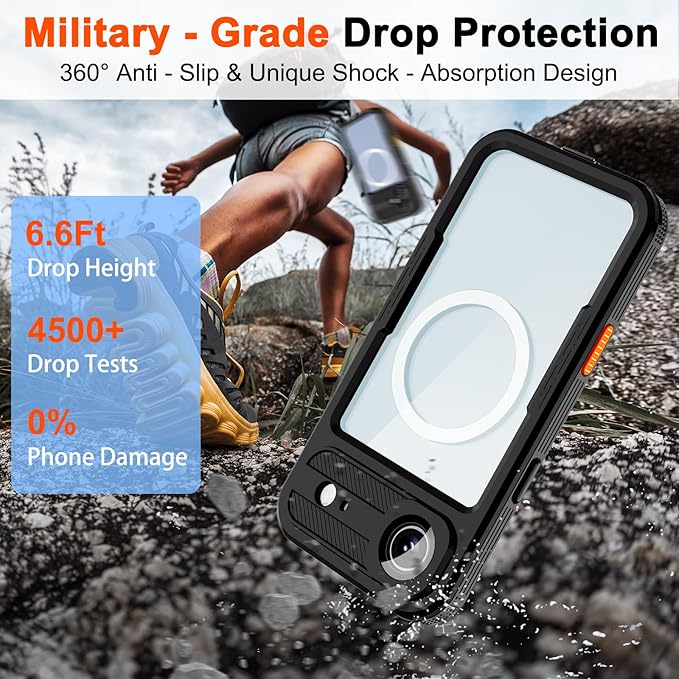 Underwater Case for iPhone 17 Air 6.5", IP68 [6.6FT Military] Waterproof Shockproof Full Body Protection, Ultra Slim MagSafe Compatible with Screen Protector for Snorkeling Swimming Outdoor Activities