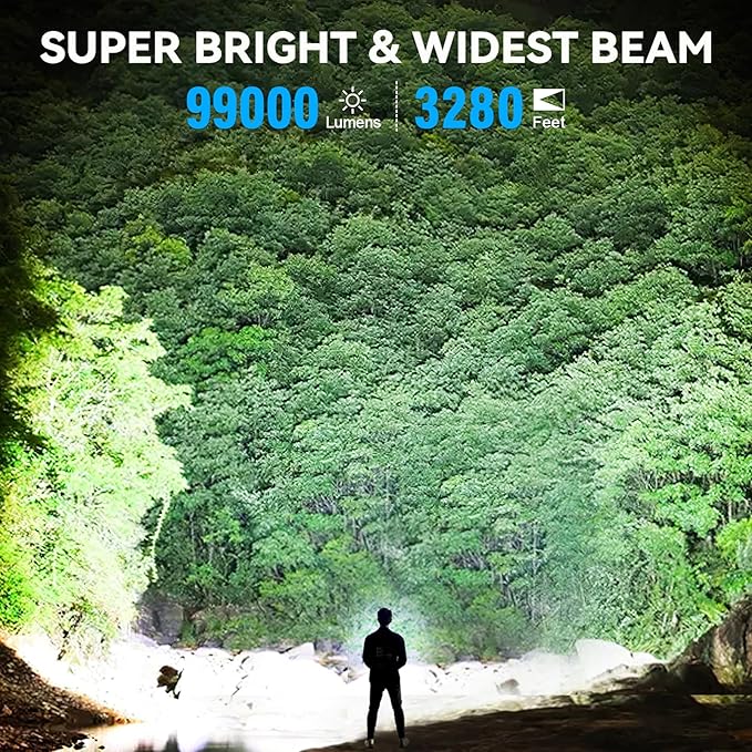 Rechargeable Flashlights High Lumens 3 Packs, 99,000 Lumens Super Bright LED Flash Light with 5 Modes Adjustable LED Flashlight, High Powered Flashlight for Home Camping Outdoor