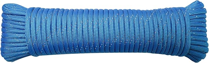 Paracord Rope, Reflective III Parachute Cord 7 Strand Core 550lb, 50ft Blue - High Visibility Abrasion Resistant Easy to Tie, Multi-Purpose Rope for Camping Survival DIY
