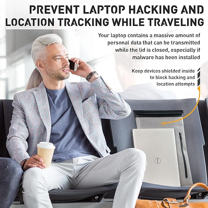 Mission Darkness Dry Shield Faraday Laptop Sleeve // Slim Waterproof Bag for Laptop Computers, RF Shielding Liner, Felt Padding, Magnetic Roll Closure, Signal Blocking, Anti-Hacking, Data Security