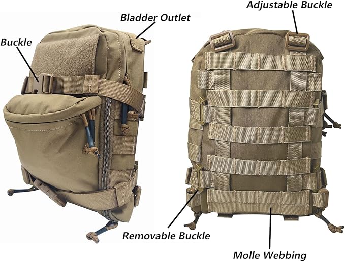 Tactical Hydration Backpack for 2L Hydration Bladder, Lightweight Hydration Backpack MOLLE Water Carrier for 2L Hydration Bladder Reservoir Pack for Hiking Biking Running Climbing