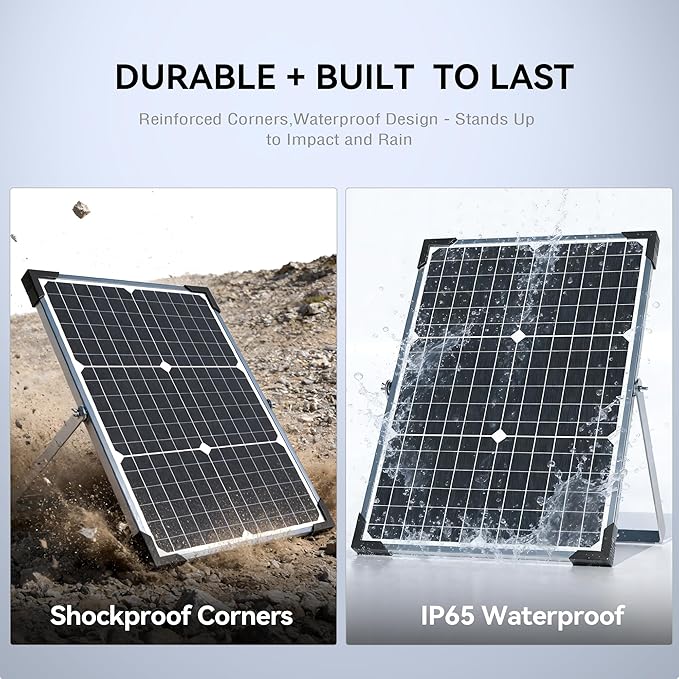 Voltset Solar Panel Kit 30W 12V, Solar Battery Trickle Charger Maintainer, Waterproof Solar Panel + Upgrade Charge Controller + Adjustable Mount Bracket for Boat RV Motorcycle Marine