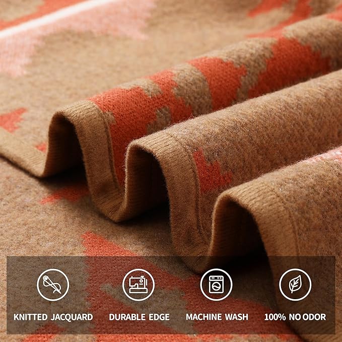 ACUSHLA Merino Wool Camp Blanket - Soft Warm Thick Washable Large Outdoor Camping Sleeping Throw Blanket All Weather, Morocco Khaki 79" x63"