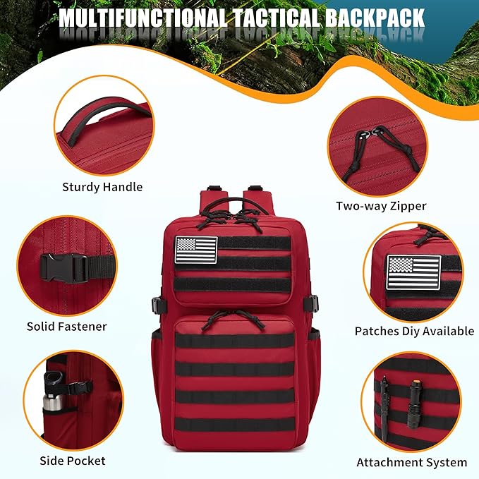 Wotony Military Tactical Backpack for Men Waterproof Daypack 3 Day Assault Pack Molle Bag with Water Bottle Holder