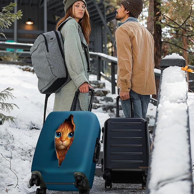 ANNA QUEEN 3D Cat Face Luggage Cover, Cute Peek Cat Suitcase Protector, Stretchable Washable Cover for 20-22 Inch Luggage