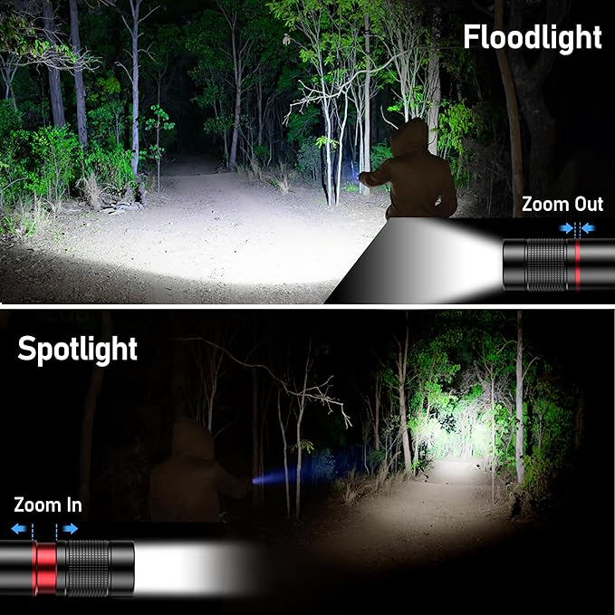 Blukar Flashlight Rechargeable, High Lumens Flashlight, Super Bright Small LED Flash Light- Zoomable, Adjustable Brightness, Long Lasting for Camping, Outdoors and Home Emergency