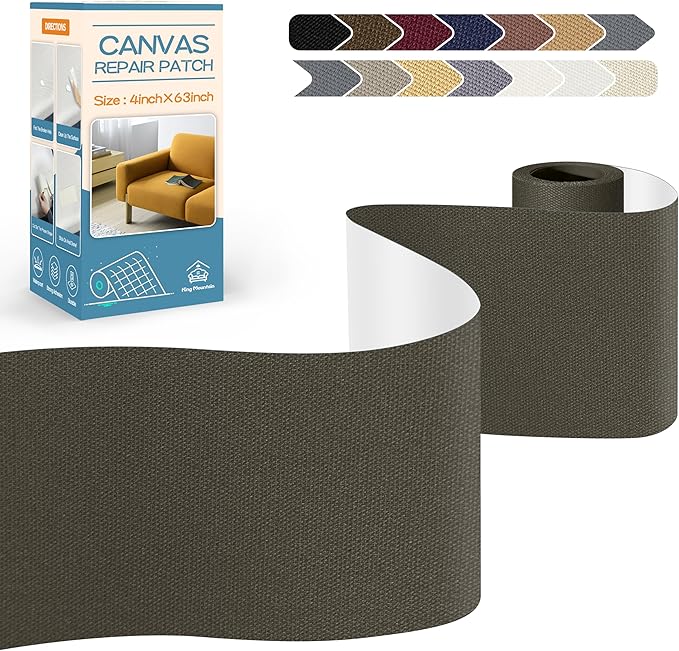 KING MOUNTAIN Canvas Repair Tape,Outdoor Gear Patch, 4×63 Inches,Waterproof,Self-Adhesive for Repairing Boat Covers,Sun Shades,Sofas,Tents,Lounge Chairs,Awnings (Dark Green)