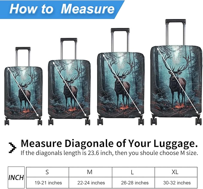 Luggage Cover Protector for 22-24 Inch Suitcases, TSA Approved Elastic Travel Suitcase Covers, Anti-Scratch Washable Luggage Sleeve for Carry On & Checked Bags, Enormous Stag