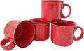 14oz Ceramic Campfire Coffee Mug (Set of 4), Red with Speckled Finish - Durable Thick Walled Camping Style Cup for Outdoors or Home