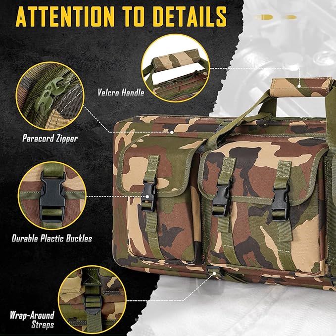 DULCE DOM 32/36/42/48/52 inch Double Rifle Case Soft Gun Bag for Rifles Pistols Storage & Transportation, All Around Shooting Range Tactical Backpack for Hunters Shooters, Gift for Boyfriend, Husband