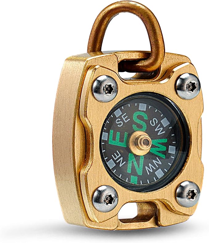 MecArmy Mini Titanium/Brass Compass, Waterproof IPX5 Pocket Compass for Hiking & Survival, Keychain & Necklace Gifts for Men & Women, Ideal Graduation & Outdoor Adventure Present