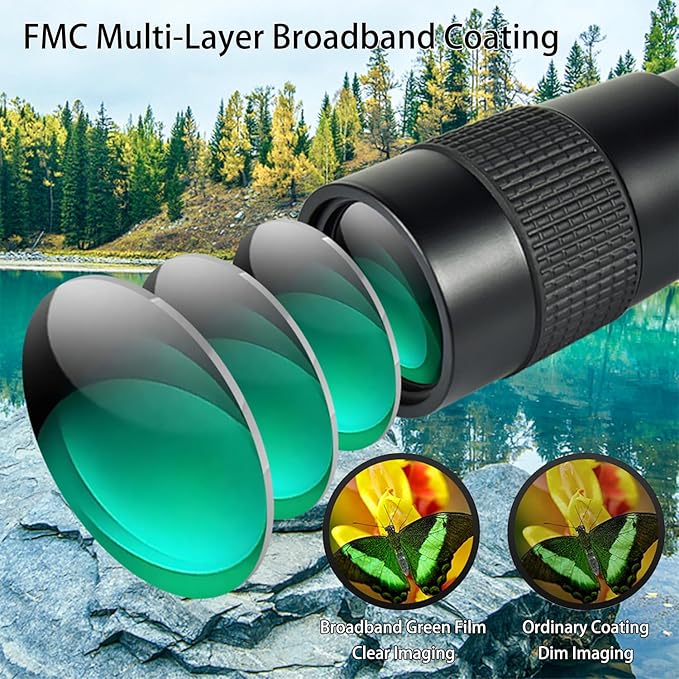 Monocular Telescope 10×300-40, KOMIRE Compatible for Mobile Phones Compact Monoculars with BAK4 High-Transparency Prism FMC Coating for Bird Watching Camping Hiking