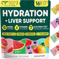 Venture Pal Hydration Packets + Liver Support- Liquid Daily IV Electrolyte Powder Packets with 7 Electrolytes & 5 Vitamins, Milk Thistle + L-Theanine | Sugar-Free | Keto Friendly | Vegan, 16 Sticks