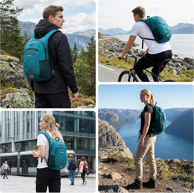 Ultra-Light Soft Daypack 15L/20L, Cushioned Breathable Back Panel Backpack, Lightweight Packable Travel Backpack (Green, 20L)