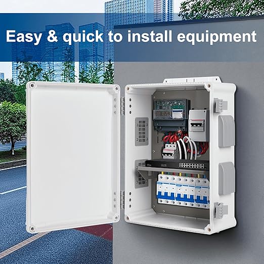 Namunanee Outdoor Electrical Junction Box, ABS Water Resistant Enclosure with Internal Mounting Panel & Hinged Cover (15" H x 11" L x 6" W)