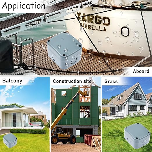 Waterproof Junction Box,Nineleaf PVC/ABS Outdoor Junction Box Electrical,3 1/4 inch x 2 3/4 inch x 2 1/4 inch (86x74x62mm),Exterior Device Box,Universal Electrical Project Enclosure Box ,Grey