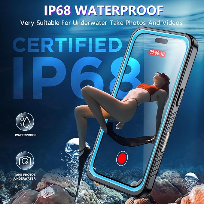 2025 New Designed for iPhone 16 Pro Max Case Waterproof, [Built-in Screen Protector & Glass Camera Protector][Full Body Shockproof][IP68 Underwater][Dropproof] Phone Case for iPhone 16 Pro Max 6.9"