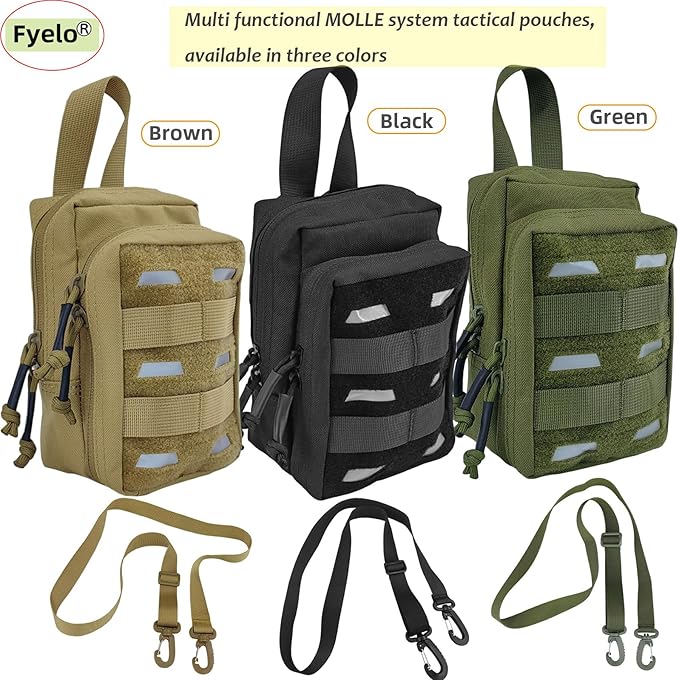 Tactical Pouch Water-Resistant Molle Multi Functional EDC Tool Compact Bag with Strap Black/Brown/Green MOLLE Pouches