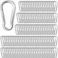 150 Pack 2.36" M6 Spring Snap Hook Carabiners - Heavy Duty Galvanized Steel Keychain Clips for Hammock, Swing, Camping, Hiking & Outdoor Gear (Sliver)