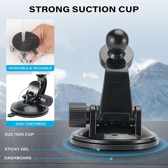 1Zero 2 PCS Adjustable GPS Car Mount for Garmin Nuvi Dezl Drive Drivesmart Zumo Driveassist DriveLuxe StreetPilot RV, Replacement Suction Cup GPS Dash Ball Mount Dashboard Windshield Car Holder