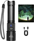 TrixHub Rechargeable Flashlights High Lumens, 5Mode Flash Light with LCD Digital Display, Super Bright Flashlight Adjustable Tactical Flashlight, High Powered LED Handheld Flashlight for Home