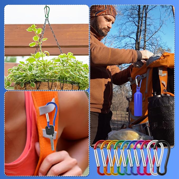 Yaocom 300 Pcs 2" Carabiner Bulk Small Carabiner Clip for Keys Spring Snap Hooks Aluminum Alloy Keychain Clip for Hanging Camping Backpacking Hiking Traveling Fishing Outdoor