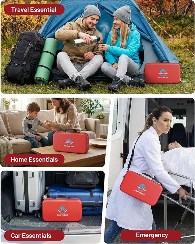500 Pcs First Aid Kit for Travel/Camping/Businesses/Home/Car, Waterproof Emergency Kit for Hiking, Sports, Truck, Office, Vehicle & Outdoor Emergency Supplies, Well-Organized Home Travel Essentials