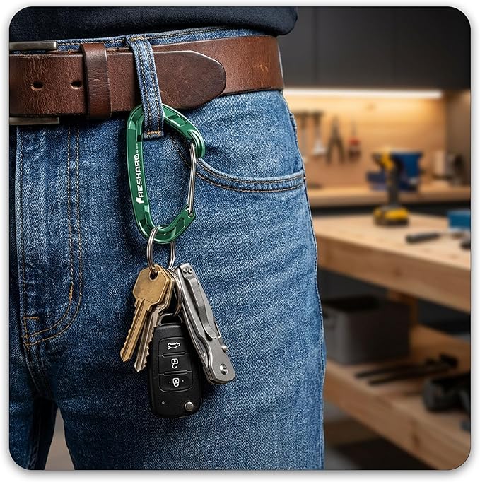 FresKaro 5pcs Nano Carabiner Clips, 8kN 1798lbs, Small Sturdy, Reliable Time-Tested Strong Spring Wiregate, Mini Size 2.37inch, Choice of 5colors