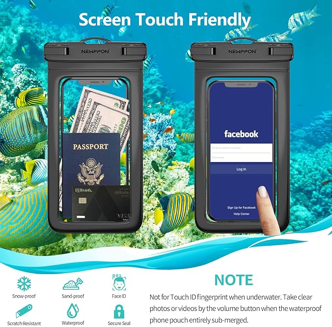 6 Pack 8.5“ Waterproof Cell Phone Pouch - Underwater Dry Bag Case Lanyard - Water Proof Clear Holder Protector for iPhone 17 16 15 Pro Max Plus Samsung Galaxy S25 S24 Ultra Note for Beach Swimming