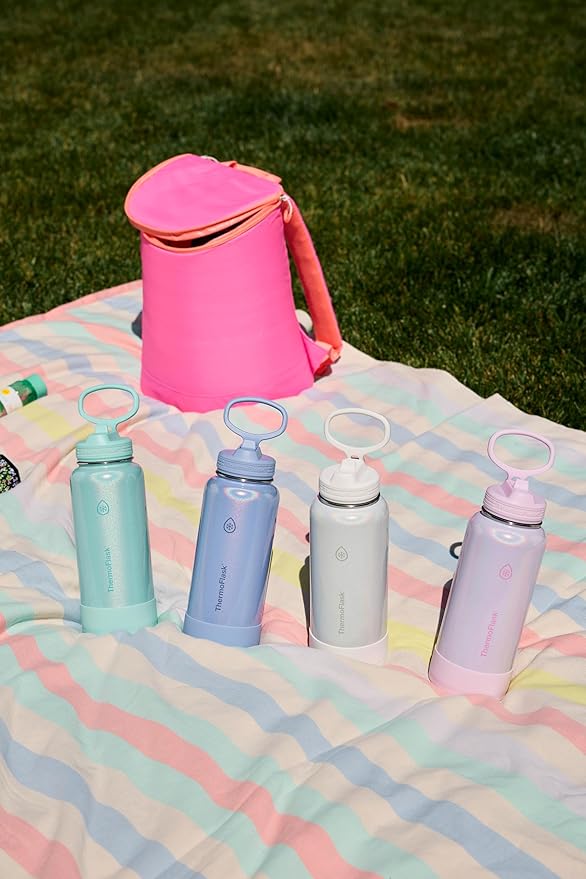 ThermoFlask 32 oz Double Wall Vacuum Insulated Stainless Steel Water Bottle with Straw Lid, Optic White