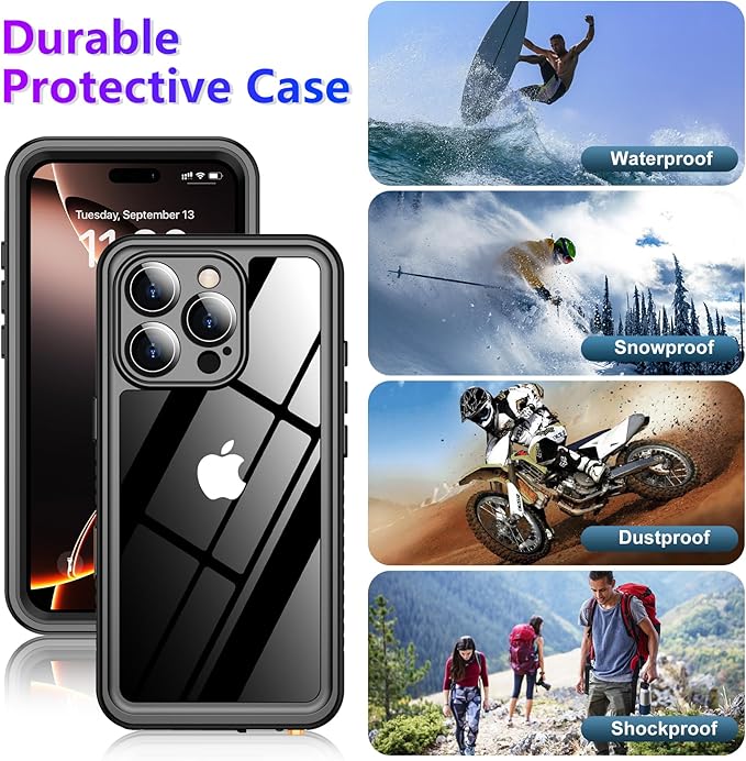 2025 New Designed for iPhone 16 Pro Max Case Waterproof, [Built-in Screen Protector & Glass Camera Protector][Full Body Shockproof][IP68 Underwater][Dropproof] Phone Case for iPhone 16 Pro Max 6.9"
