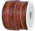 GENIQUE Real/Genuine Round Leather String Cord for Necklace, Bracelets, Jewellery, Braiding (1.5mm, Red Brown Distressed)