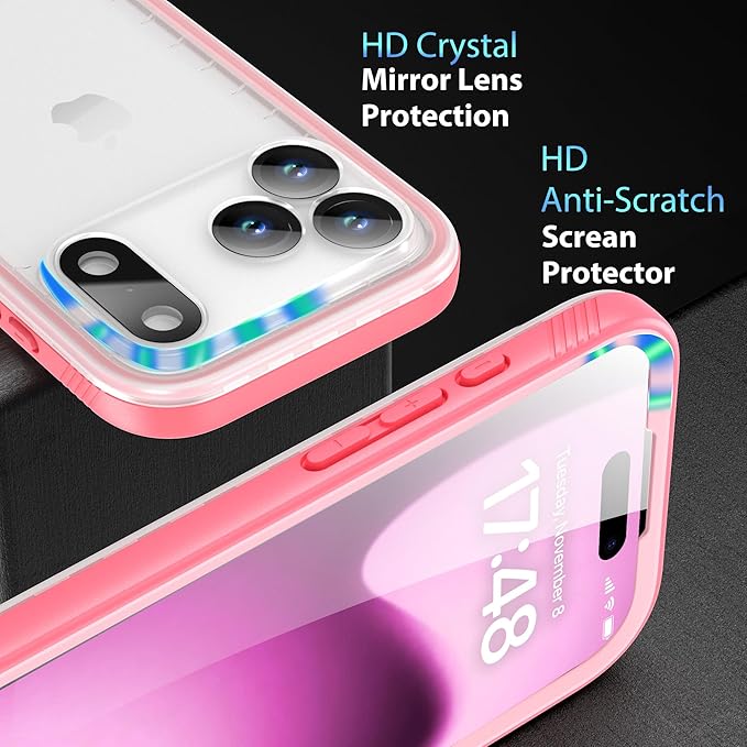SPORTLINK for iPhone 17 Pro Max Case, IP68 Waterproof Military Protective Full Body Heavy Duty Shockproof 360 Sealed Dustproof with Camera Screen Protector Phone Cover for iPhone 17 Pro Max 6.9" Pink