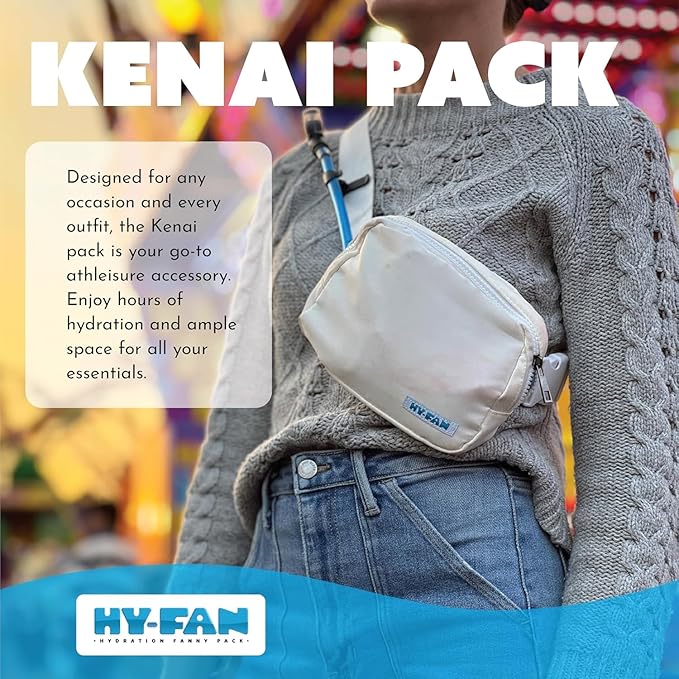 HY-FAN Kenai Hydration Cross Body with Bladder, 17oz BPA-Free, Hands-Free Design, Secure Pockets, Ideal for Travel, Daily Use and More (Light Blue)