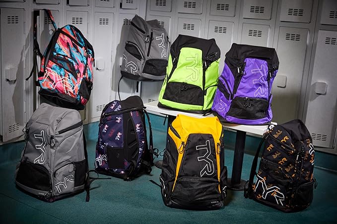 Alliance Backpack TYR Wet/Dry Athletic Gym and Pool Bag for Men and Women - Separate Wet/Dry Compartments, 45L Capacity, Ergonomic, Water-Resistant - Available in Team Colors