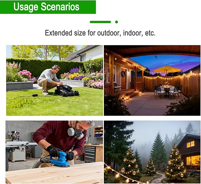 White Outdoor Waterproof 2 Prong Extension Cord 100 FT Heavy Duty ETL Listed Outside Power Cord for Lawn & Garden, 13A 1625W 16AWG Indoor Tool Extension Cords