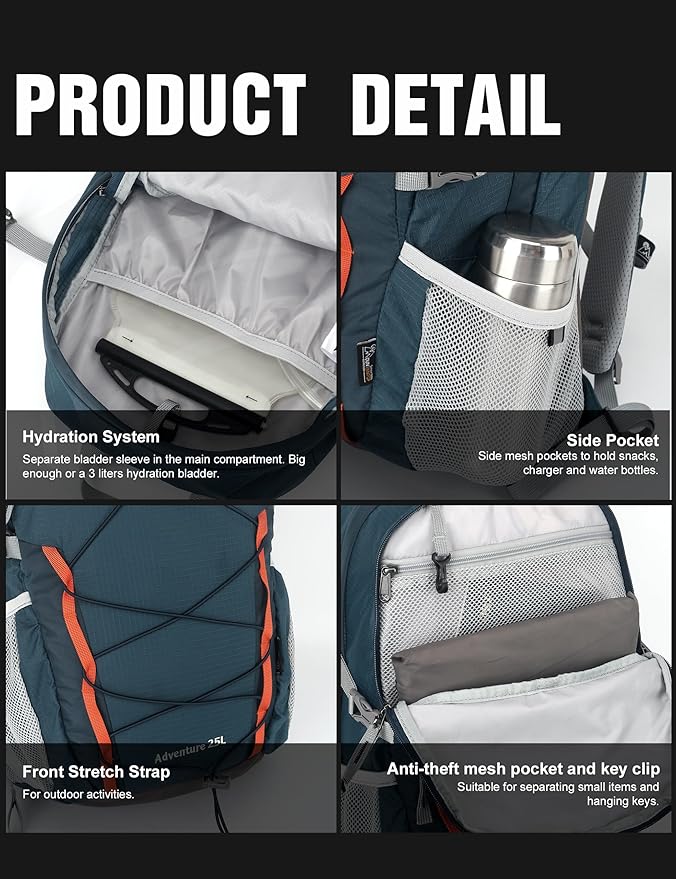 MOUNTAINTOP 25L Hiking Backpack,Lightweight Travel Backpack for Men Women Outdoor Backpacking, Camping