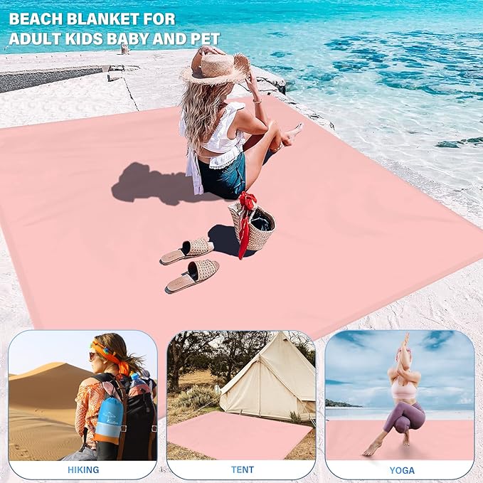 Famstar Beach Blanket Oversized Extra Large 10'X 9',Waterproof Sandproof Beach Blanket 2-8Adults Lightweight Durable for Travel Camping Hiking Picnic