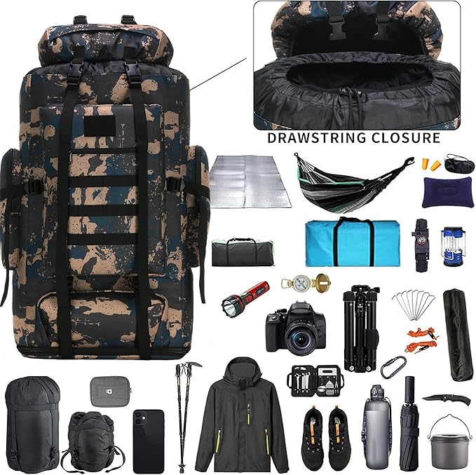 Hiking Backpack for Men 70L/100L Camping Backpack Military Rucksack Molle 3 Days Assault Pack for Climbing | Camping Backpack, 3 Days Assault Pack, for Climbing