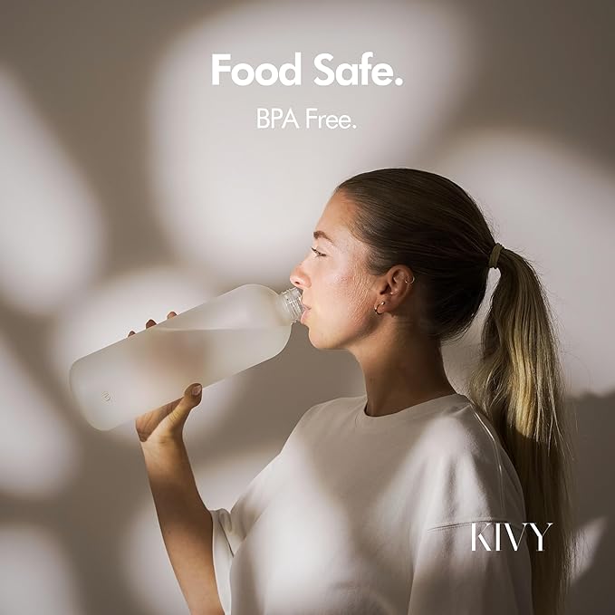 KIVY Large Water Bottle 50oz [Lightweight & Shatterproof] Fits Backpack & Cupholder for Travel, Sports, School - Clear water bottle no straw - 1.5 Liter water bottles - 50oz Water bottle