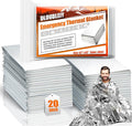 20-Pack Emergency Thermal Blankets, Heavy Duty Mylar Space Blanket with Ultimate Body Heat Retention for Camping Survival Kit, Car Emergency and Hiking, Waterproof & Windproof